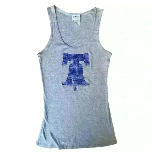 MLB Genuine Apparel 5th & Ocean Phillies Women’s Rhinestone Tank Top EUC Size‎ L - Picture 1 of 4